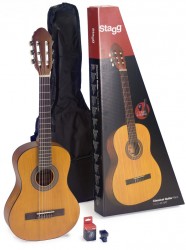 1/2 Natural-coloured classical guitar with linden top