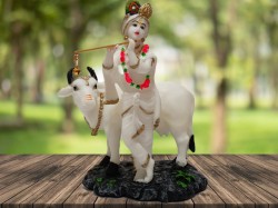 White Krishna Murthi with Cow