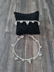Silver stone anklets