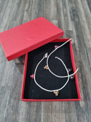 Silver multicolored stone anklet