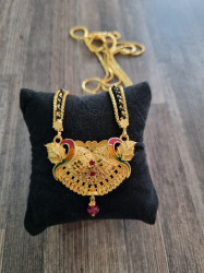 Gold plated Mangalasutra with red stones