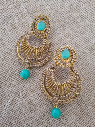 Gold and Turquoise Diamante earrings
