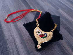 Peacock Mangalsutra Red Gold Plated