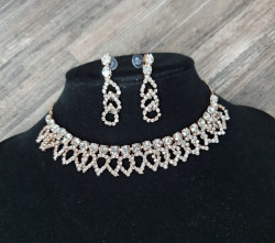 Rose Gold Teardrop Diamante Chain and Earring set