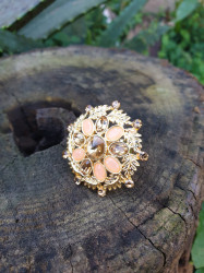 Adjustable Gold and Peach  RIng