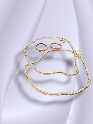 Gold Plated Anklet with Toe Ring Pair