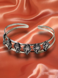 Ganesha bracelet  No.02 adjustable,  silver oxidized